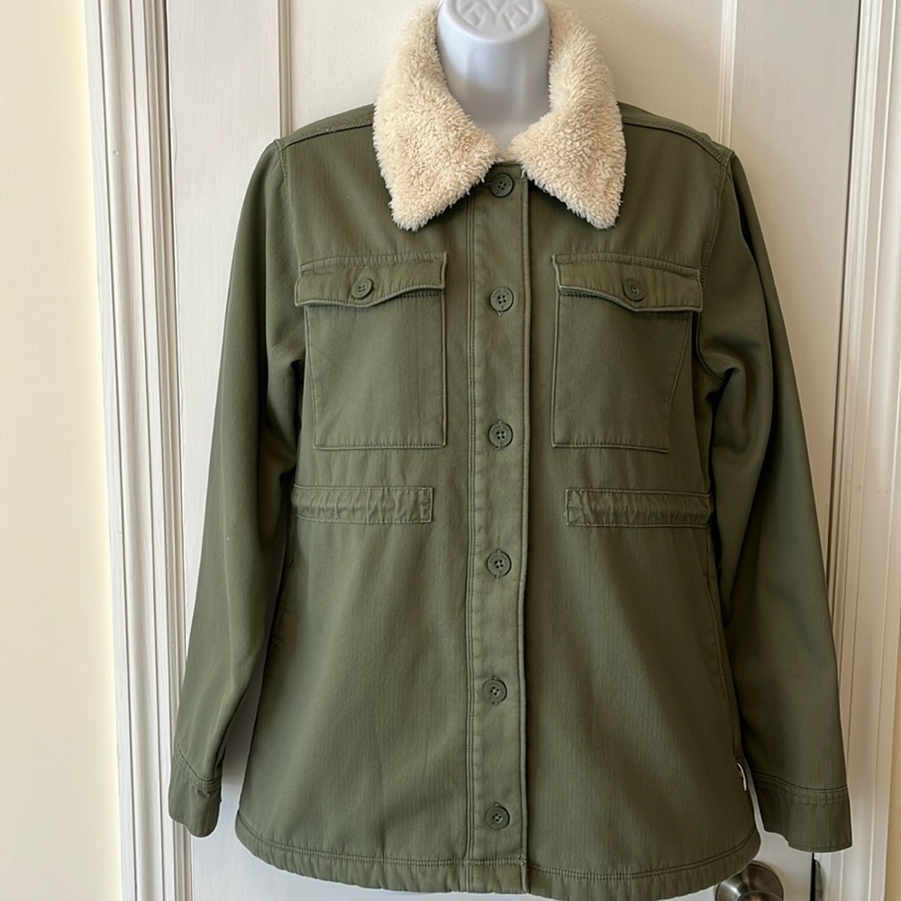 Hangten Cotton Fleece Jacket Women’s Small Green Pockets Streetwear Norm Hiking‎